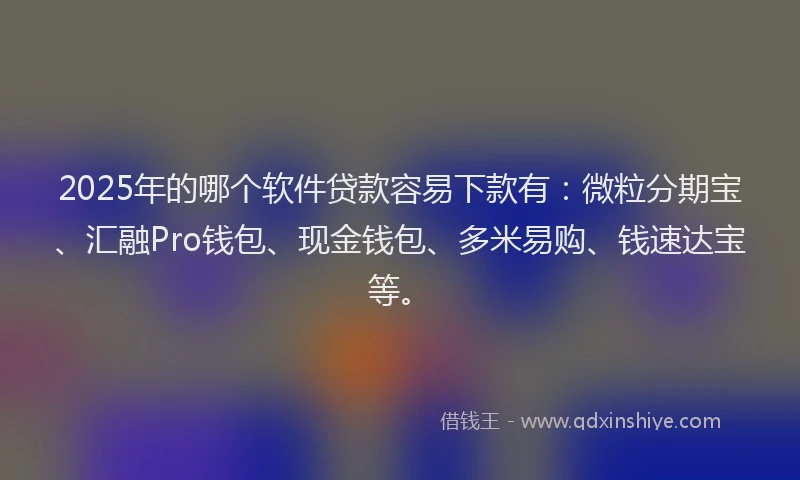 2025年的哪个软件贷款容易下款有：微粒分期宝、汇融Pro钱包、现金钱包、多米易购、钱速达宝等。