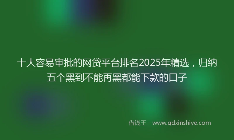 十大容易审批的网贷平台排名2025年精选，归纳五个黑到不能再黑都能下款的口子