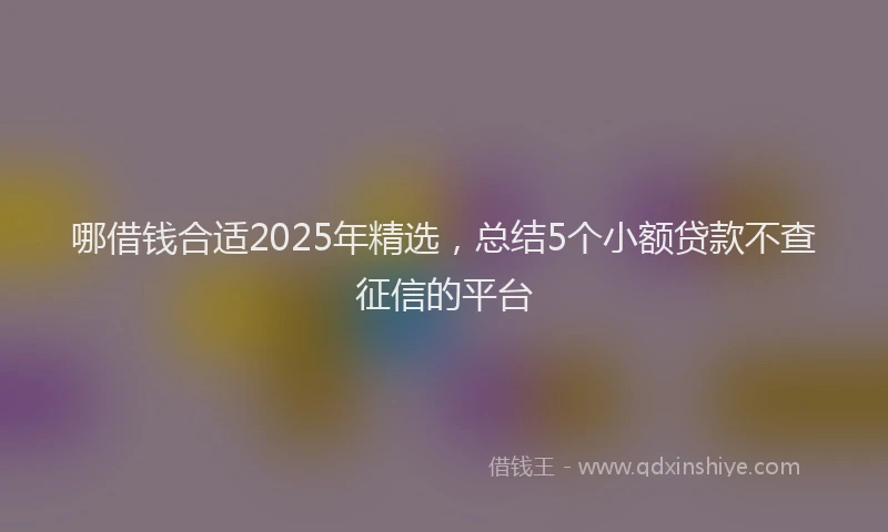 哪借钱合适2025年精选，总结5个小额贷款不查征信的平台