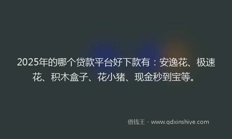 2025年的哪个贷款平台好下款有：安逸花、极速花、积木盒子、花小猪、现金秒到宝等。