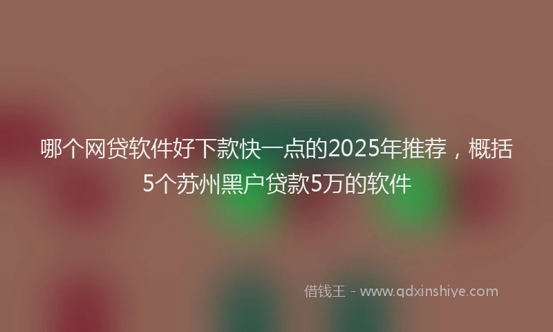哪个网贷软件好下款快一点的2025年推荐，概括5个苏州黑户贷款5万的软件