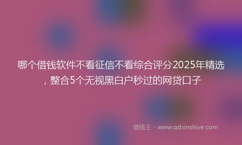 哪个借钱软件不看征信不看综合评分2025年精选，整合5个无视黑白户秒过的网贷口子