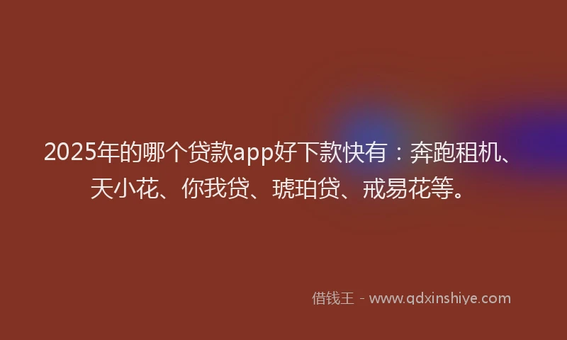 2025年的哪个贷款app好下款快有：奔跑租机、天小花、你我贷、琥珀贷、戒易花等。