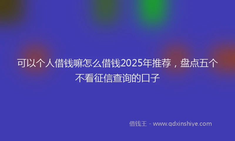 可以个人借钱嘛怎么借钱2025年推荐，盘点五个不看征信查询的口子