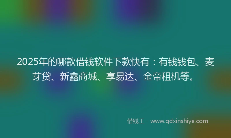 2025年的哪款借钱软件下款快有：有钱钱包、麦芽贷、新鑫商城、享易达、金帝租机等。