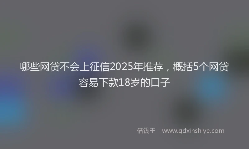 哪些网贷不会上征信2025年推荐，概括5个网贷容易下款18岁的口子