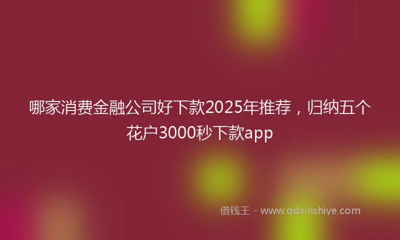 哪家消费金融公司好下款2025年推荐，归纳五个花户3000秒下款app