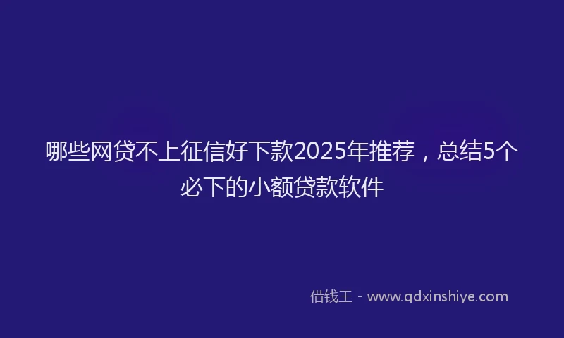 哪些网贷不上征信好下款2025年推荐，总结5个必下的小额贷款软件