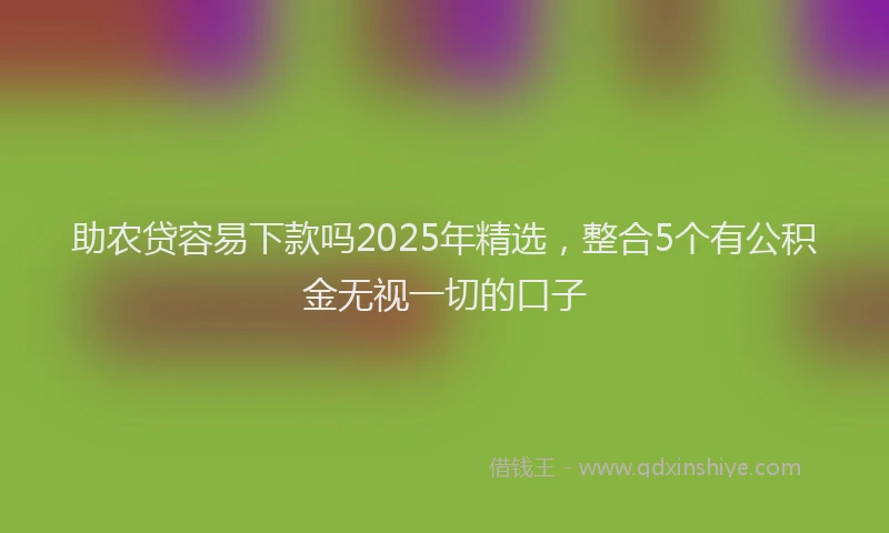 助农贷容易下款吗2025年精选，整合5个有公积金无视一切的口子