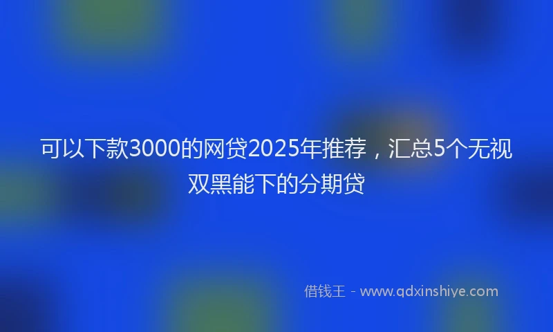 可以下款3000的网贷2025年推荐，汇总5个无视双黑能下的分期贷