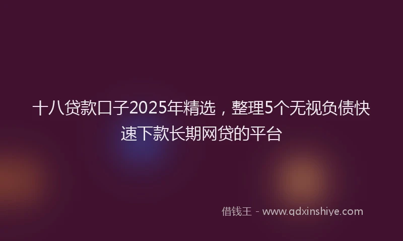 十八贷款口子2025年精选，整理5个无视负债快速下款长期网贷的平台