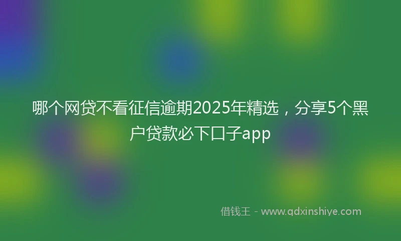 哪个网贷不看征信逾期2025年精选，分享5个黑户贷款必下口子app