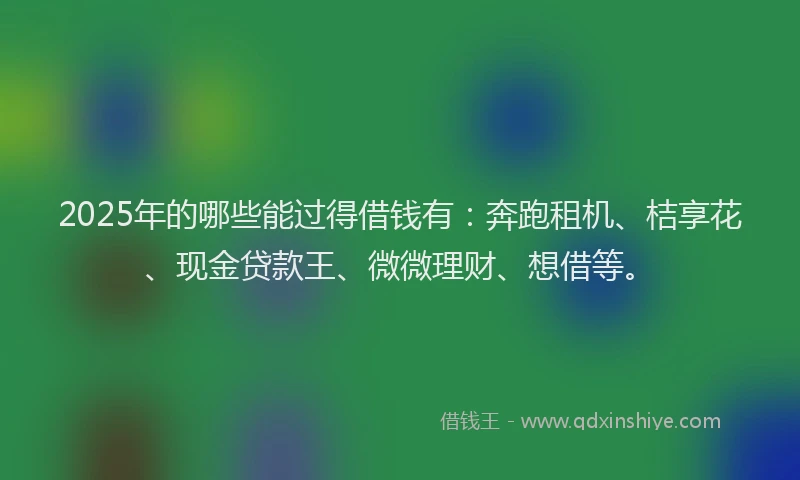 2025年的哪些能过得借钱有：奔跑租机、桔享花、现金贷款王、微微理财、想借等。