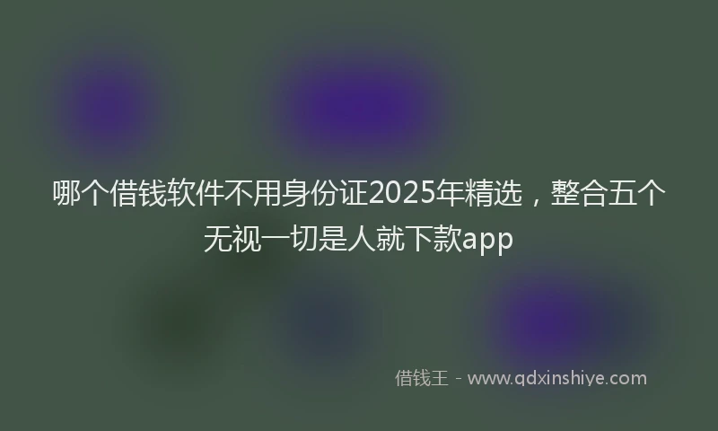 哪个借钱软件不用身份证2025年精选，整合五个无视一切是人就下款app