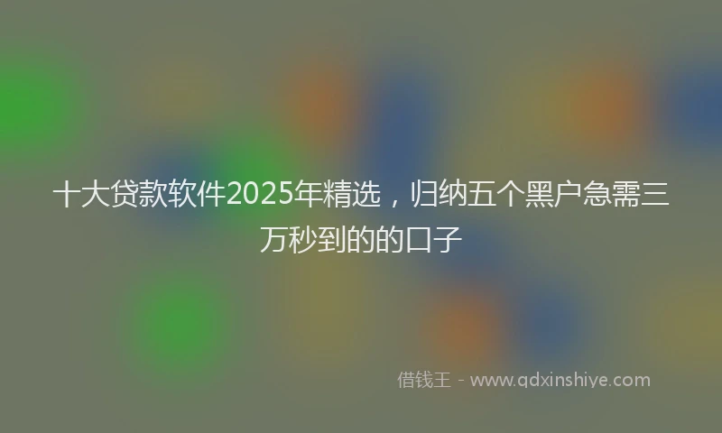 十大贷款软件2025年精选，归纳五个黑户急需三万秒到的的口子