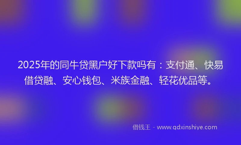 2025年的同牛贷黑户好下款吗有：支付通、快易借贷融、安心钱包、米族金融、轻花优品等。