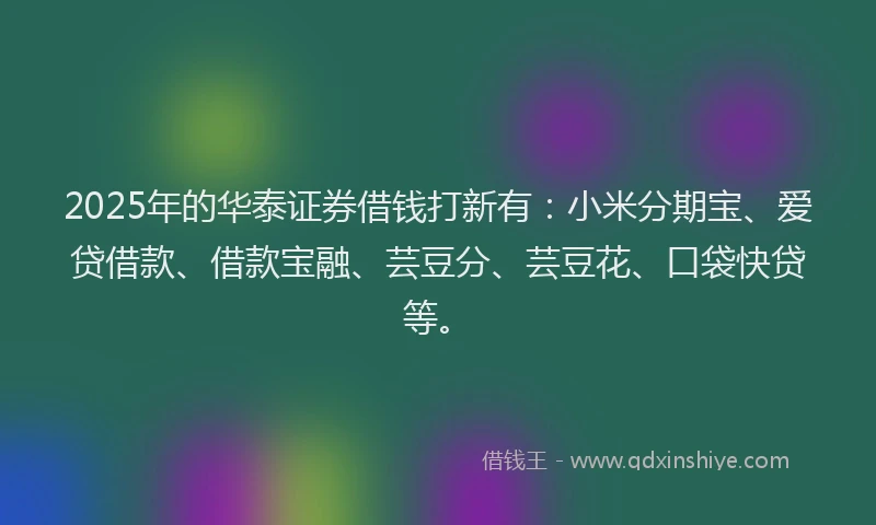 2025年的华泰证券借钱打新有：小米分期宝、爱贷借款、借款宝融、芸豆分、芸豆花、口袋快贷等。