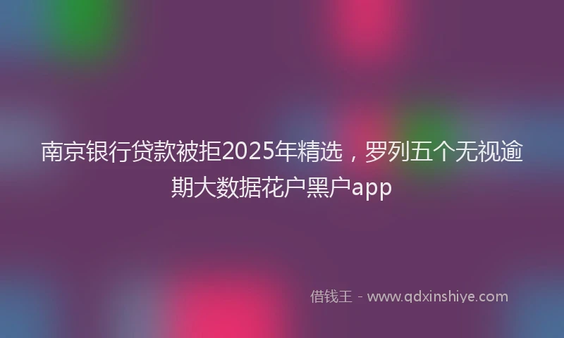 南京银行贷款被拒2025年精选，罗列五个无视逾期大数据花户黑户app