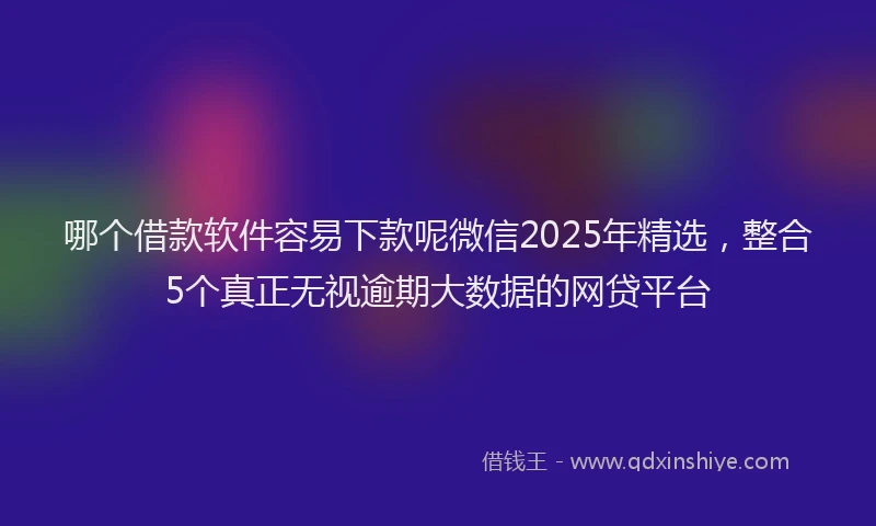 哪个借款软件容易下款呢微信2025年精选，整合5个真正无视逾期大数据的网贷平台