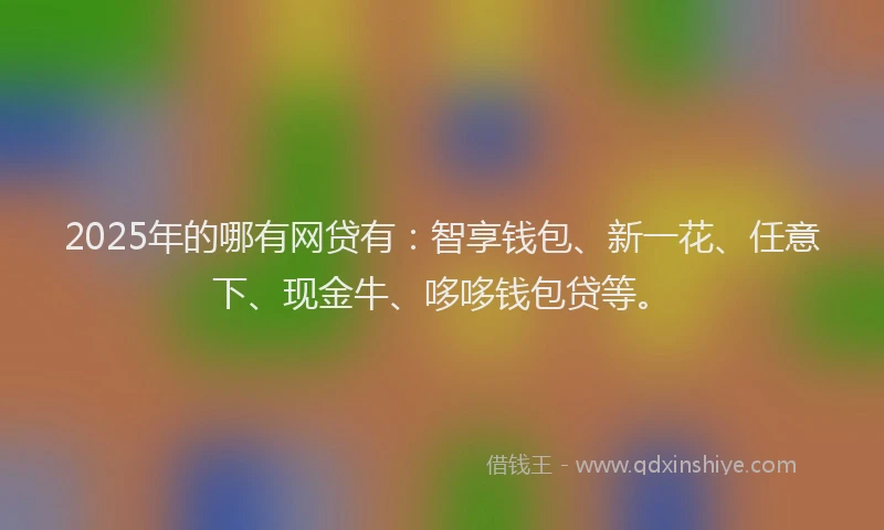 2025年的哪有网贷有：智享钱包、新一花、任意下、现金牛、哆哆钱包贷等。