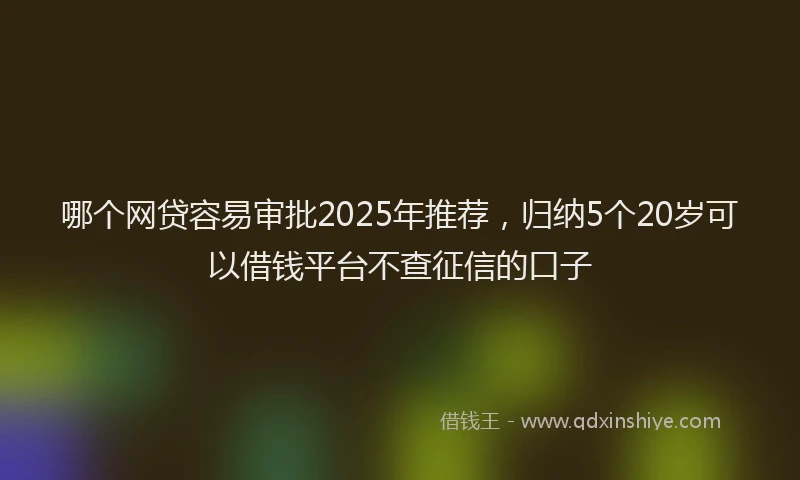 哪个网贷容易审批2025年推荐，归纳5个20岁可以借钱平台不查征信的口子
