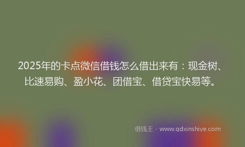 2025年的卡点微信借钱怎么借出来有：现金树、比速易购、盈小花、团借宝、借贷宝快易等。