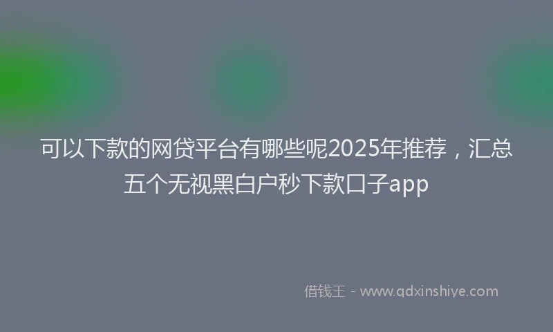 可以下款的网贷平台有哪些呢2025年推荐，汇总五个无视黑白户秒下款口子app