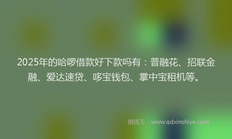 2025年的哈啰借款好下款吗有：普融花、招联金融、爱达速贷、哆宝钱包、掌中宝租机等。