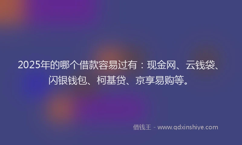 2025年的哪个借款容易过有：现金网、云钱袋、闪银钱包、柯基贷、京享易购等。