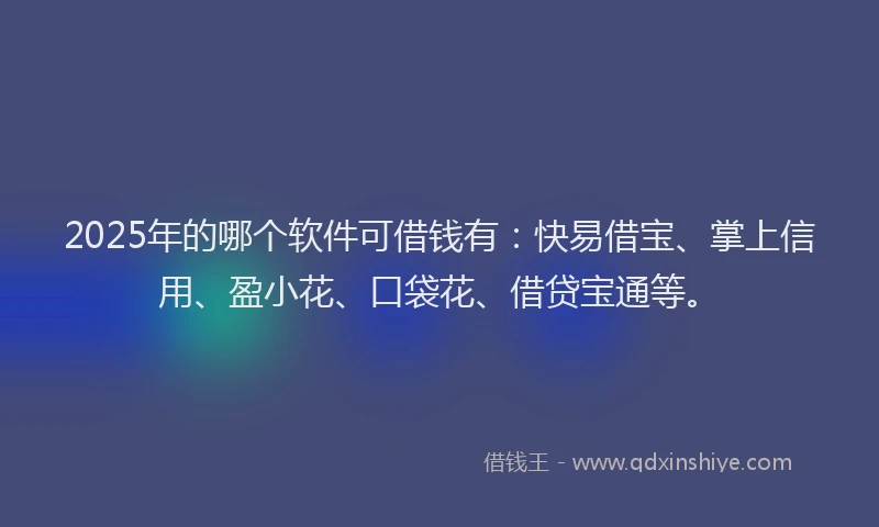 2025年的哪个软件可借钱有：快易借宝、掌上信用、盈小花、口袋花、借贷宝通等。