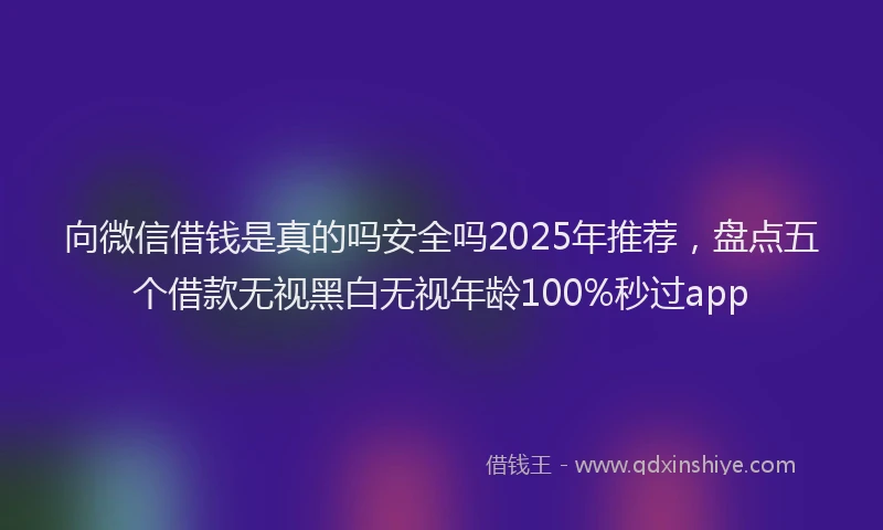向微信借钱是真的吗安全吗2025年推荐，盘点五个借款无视黑白无视年龄100%秒过app