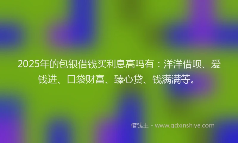 2025年的包银借钱买利息高吗有：洋洋借呗、爱钱进、口袋财富、臻心贷、钱满满等。