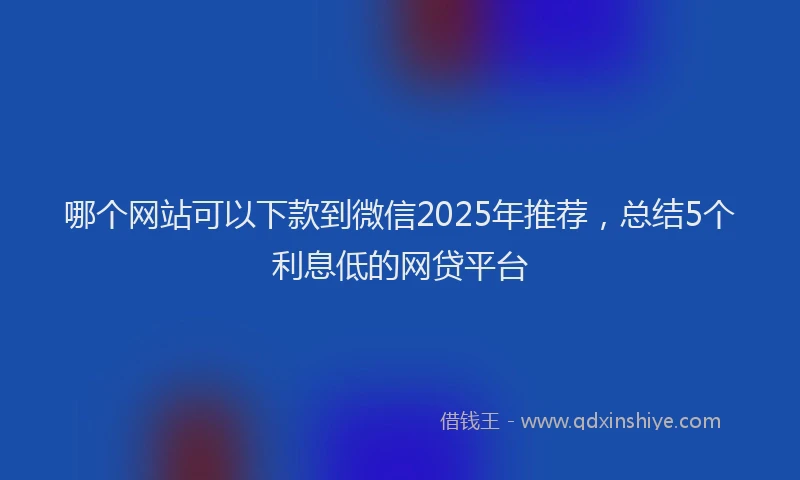 哪个网站可以下款到微信2025年推荐，总结5个利息低的网贷平台