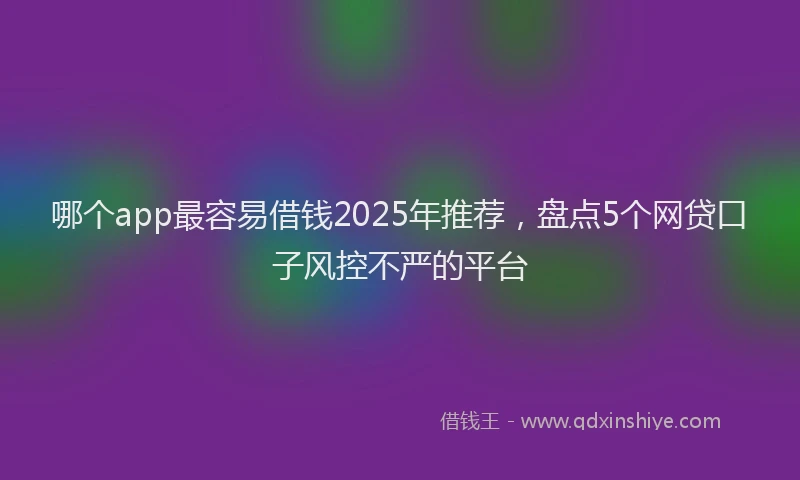 哪个app最容易借钱2025年推荐，盘点5个网贷口子风控不严的平台