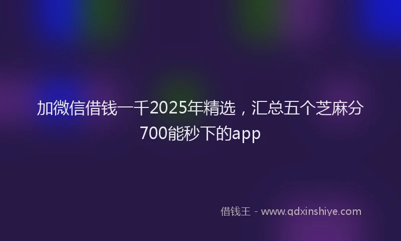 加微信借钱一千2025年精选，汇总五个芝麻分700能秒下的app