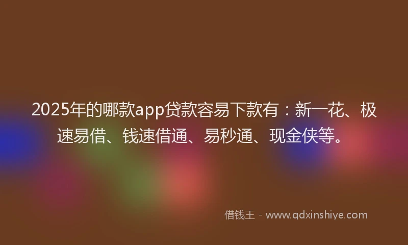 2025年的哪款app贷款容易下款有：新一花、极速易借、钱速借通、易秒通、现金侠等。