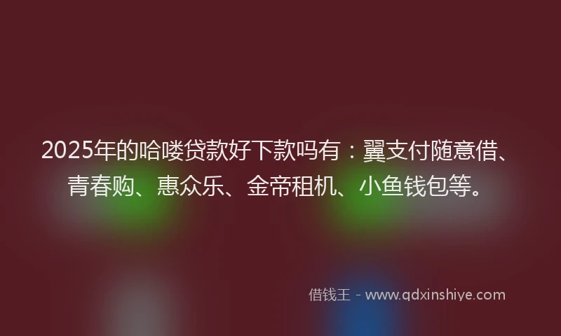 2025年的哈喽贷款好下款吗有：翼支付随意借、青春购、惠众乐、金帝租机、小鱼钱包等。