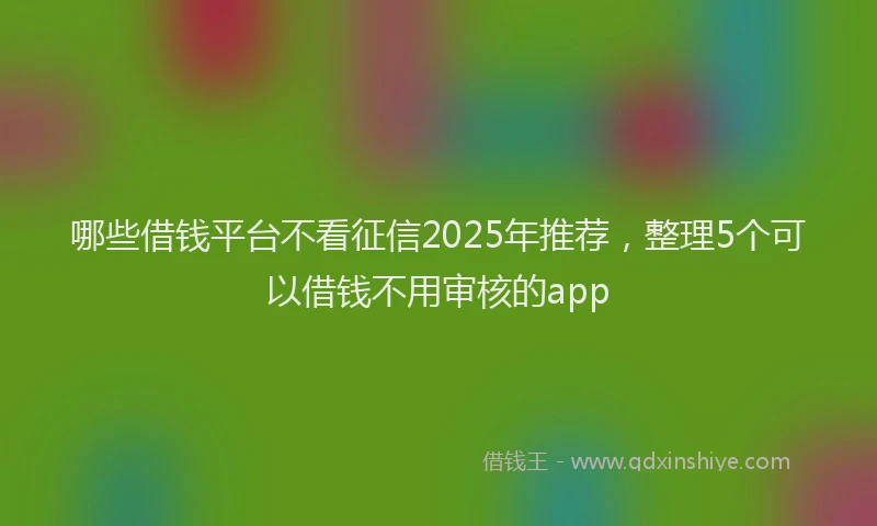 哪些借钱平台不看征信2025年推荐，整理5个可以借钱不用审核的app