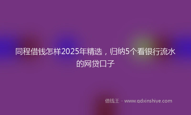同程借钱怎样2025年精选，归纳5个看银行流水的网贷口子