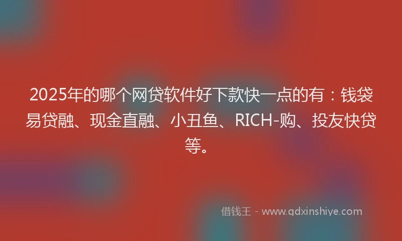 2025年的哪个网贷软件好下款快一点的有：钱袋易贷融、现金直融、小丑鱼、RICH-购、投友快贷等。