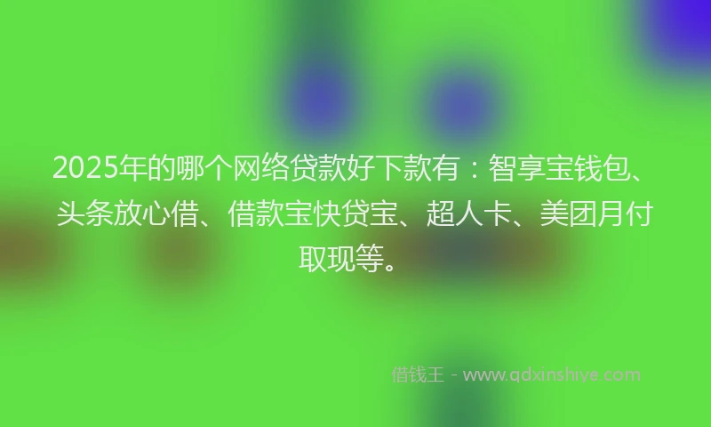 2025年的哪个网络贷款好下款有：智享宝钱包、头条放心借、借款宝快贷宝、超人卡、美团月付取现等。