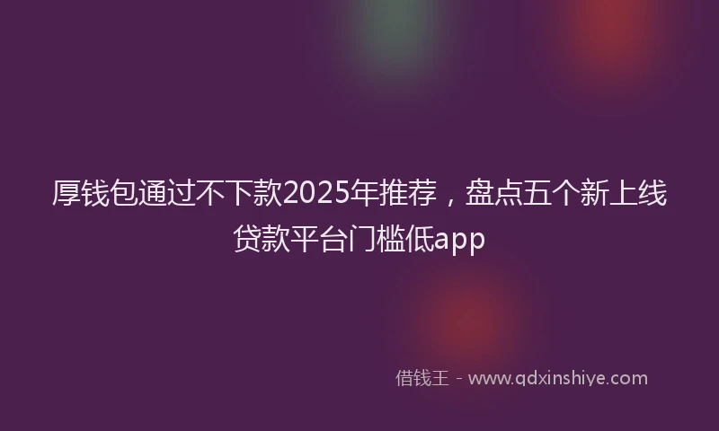 厚钱包通过不下款2025年推荐，盘点五个新上线贷款平台门槛低app