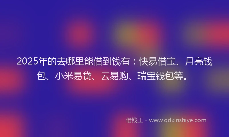 2025年的去哪里能借到钱有：快易借宝、月亮钱包、小米易贷、云易购、瑞宝钱包等。