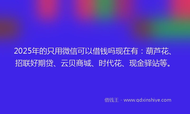 2025年的只用微信可以借钱吗现在有：葫芦花、招联好期贷、云贝商城、时代花、现金驿站等。