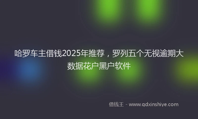 哈罗车主借钱2025年推荐，罗列五个无视逾期大数据花户黑户软件