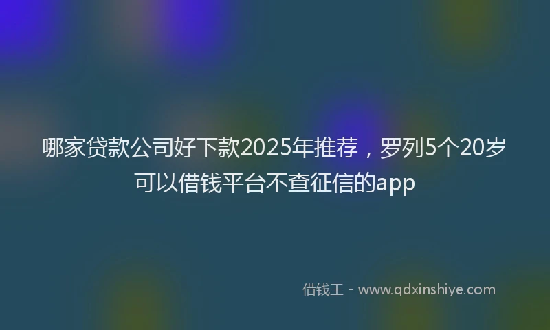 哪家贷款公司好下款2025年推荐，罗列5个20岁可以借钱平台不查征信的app