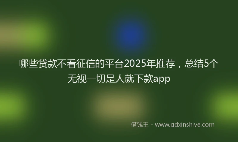 哪些贷款不看征信的平台2025年推荐，总结5个无视一切是人就下款app