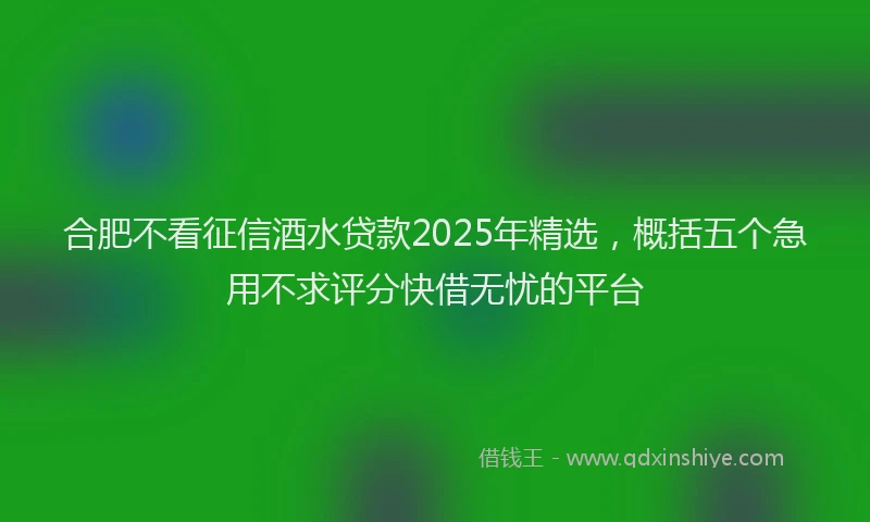 合肥不看征信酒水贷款2025年精选，概括五个急用不求评分快借无忧的平台