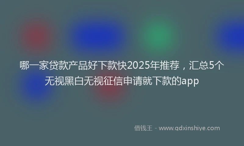 哪一家贷款产品好下款快2025年推荐，汇总5个无视黑白无视征信申请就下款的app