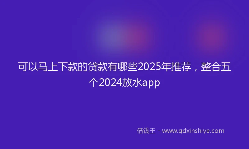 可以马上下款的贷款有哪些2025年推荐，整合五个2024放水app